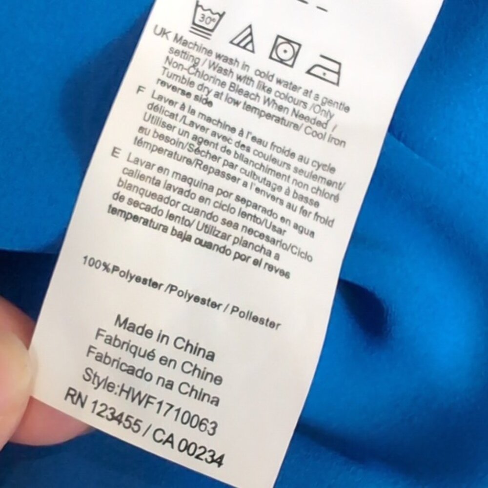 Halston Blue Cold Shoulder Blouse Womens Size XL Long Sleeve Twist Halter Top - Picture 13 of 14